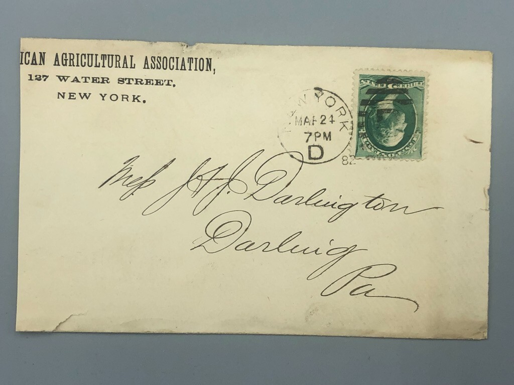 1882 AMERICAN AGRICULTURAL Assn Journal POSTAL COVER Antique FARM Advertising NY