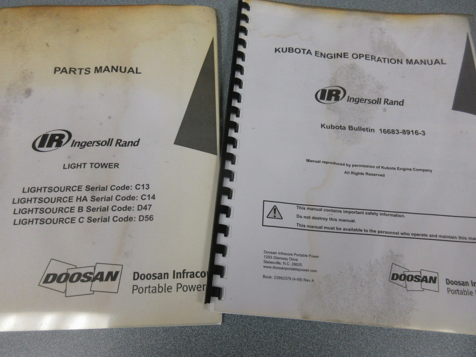 Doosan Light Tower Manual Set