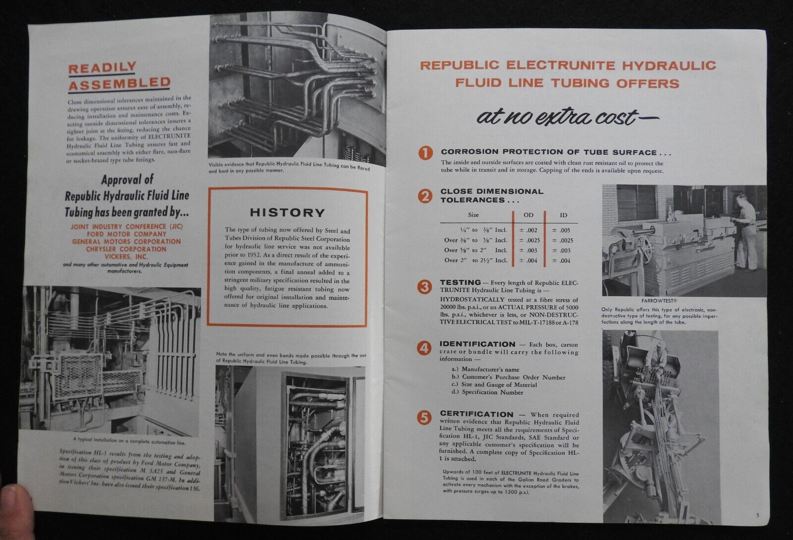 1961-67 Republic Steel Electrunite Steel Tubing Engineering Catalogs Sign Letter