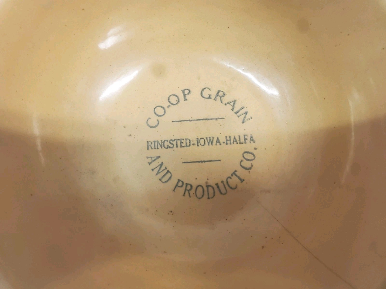 9&Prime; Stoneware Bowl Co-op Grain And Product Company Ringstead Halfa Iowa Cracked