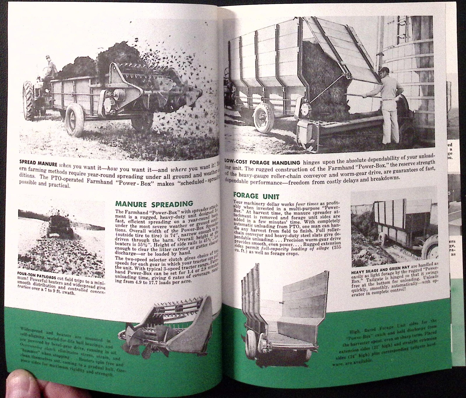 1953 Farmhand 4 Ton Power Box Spreader Forage unit Mixer Feeder Brochure
