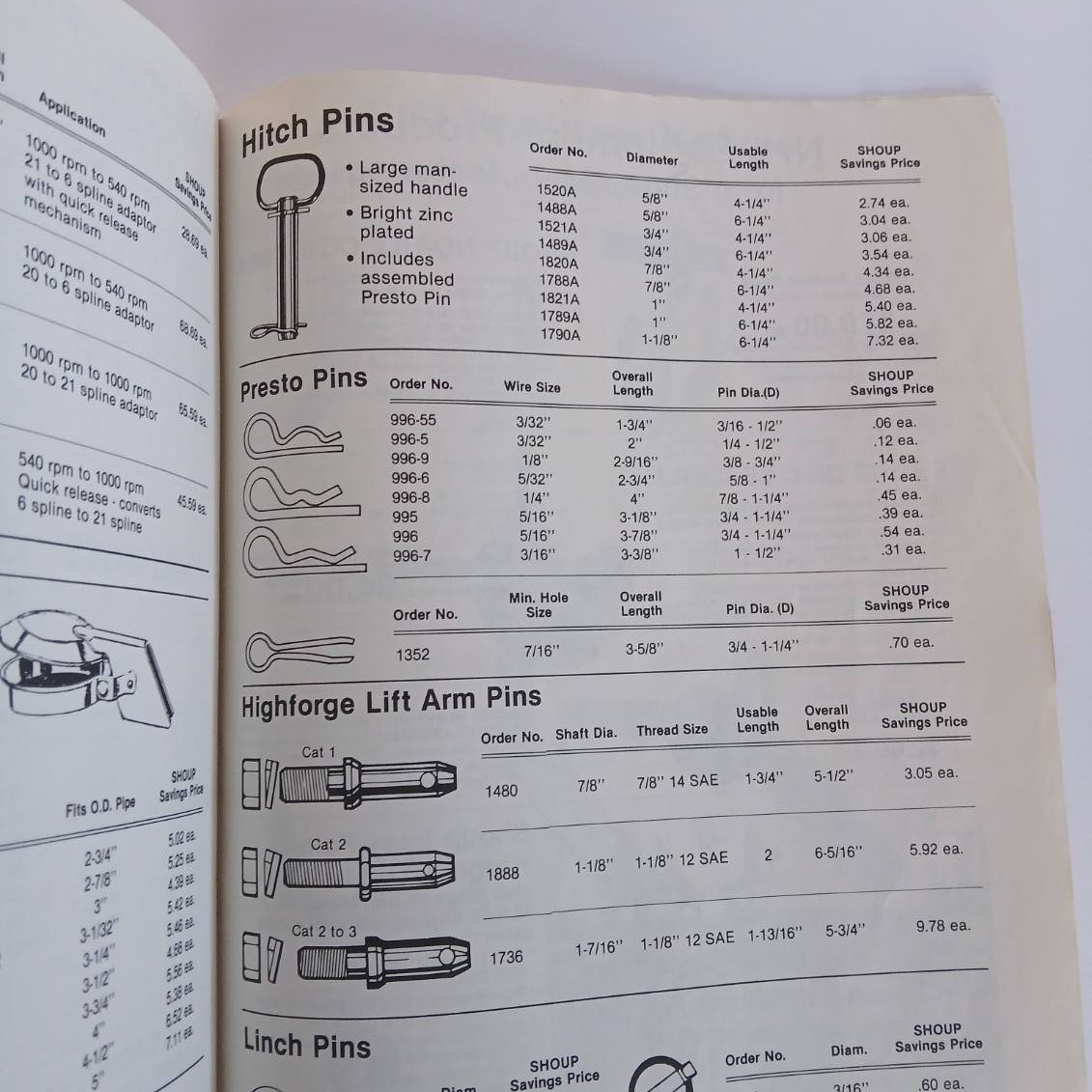 Shoup Manufacturing Company Fall 1986 Catalog Tractor Parts Kankakee IL. Farming