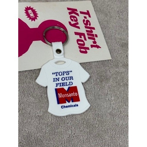 Vintage Monsanto Chemicals Advertising T-Shirt Keychain Key Fob White