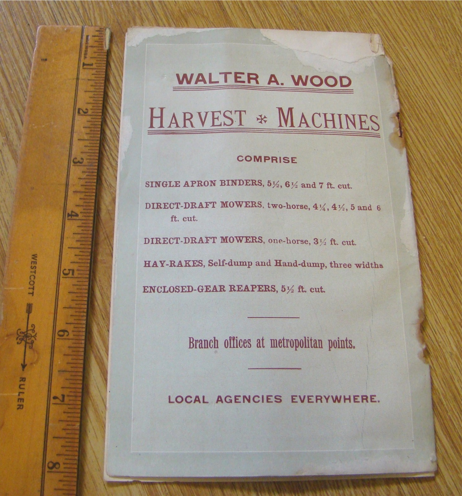 1800&rsquo;s Wood Horse Drawn Hay Rake Catalog Antique Farm Implement old farming