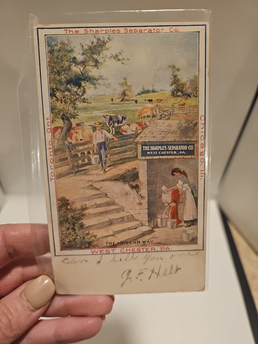 Sharples cream separator post cards 2 west chester pa 1909