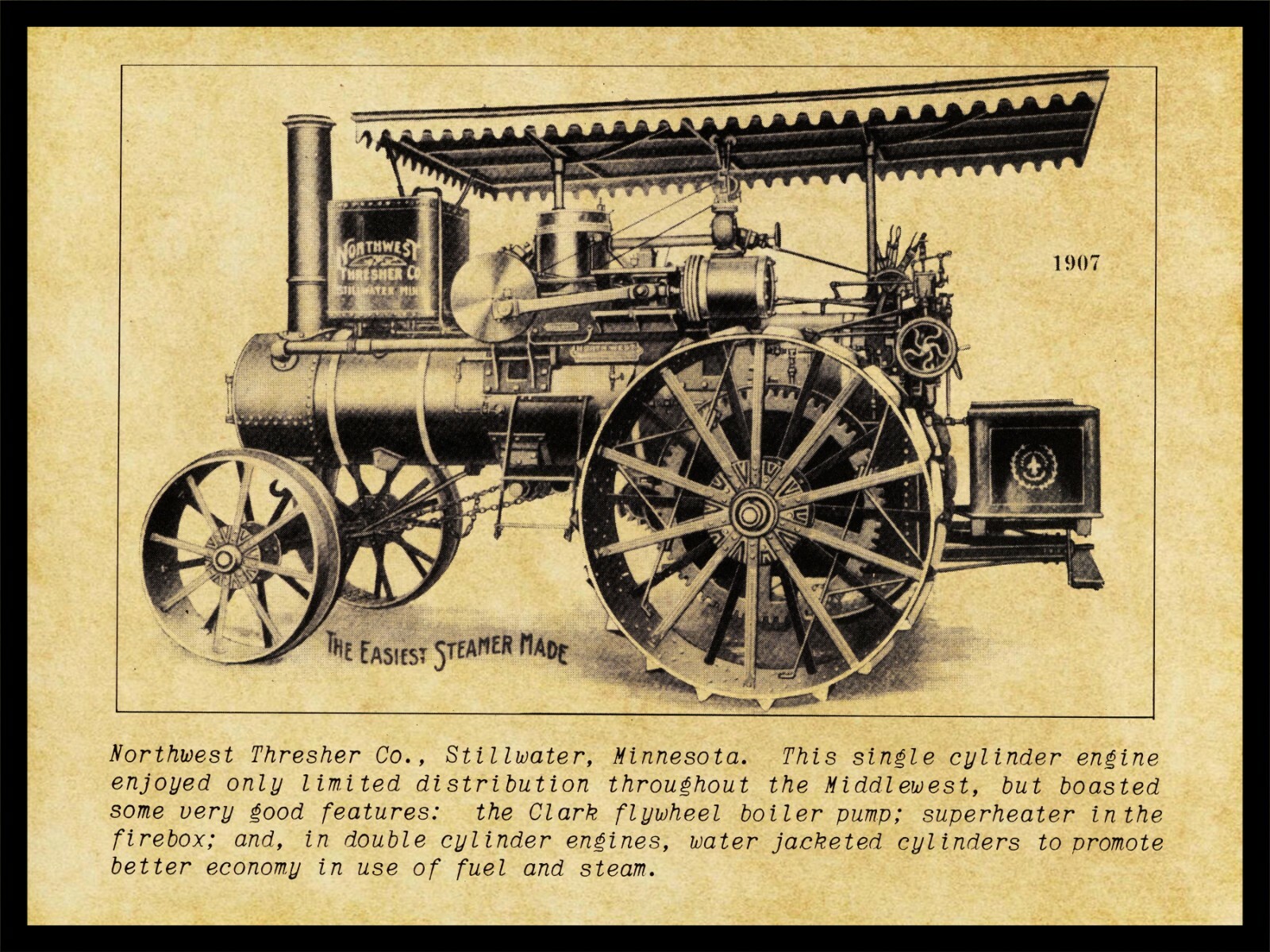 1907 Northwest Thresher Co Traction Engine NEW Metal Sign: Stillwater, Minnesota