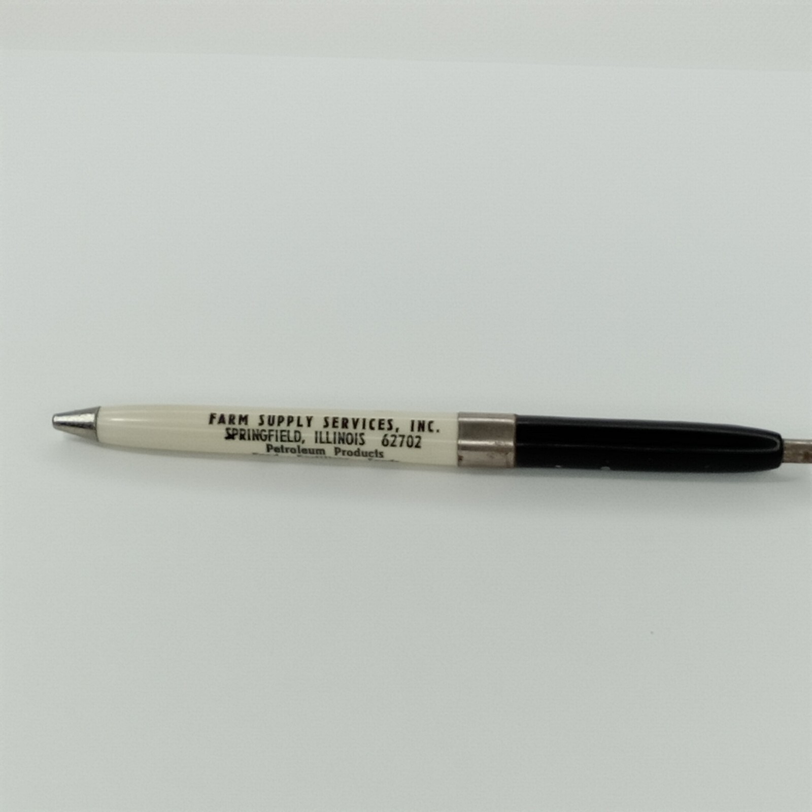 Vintage Pilot FS Farm Services Advertising Ink Pen White & Black Barrel 1960s