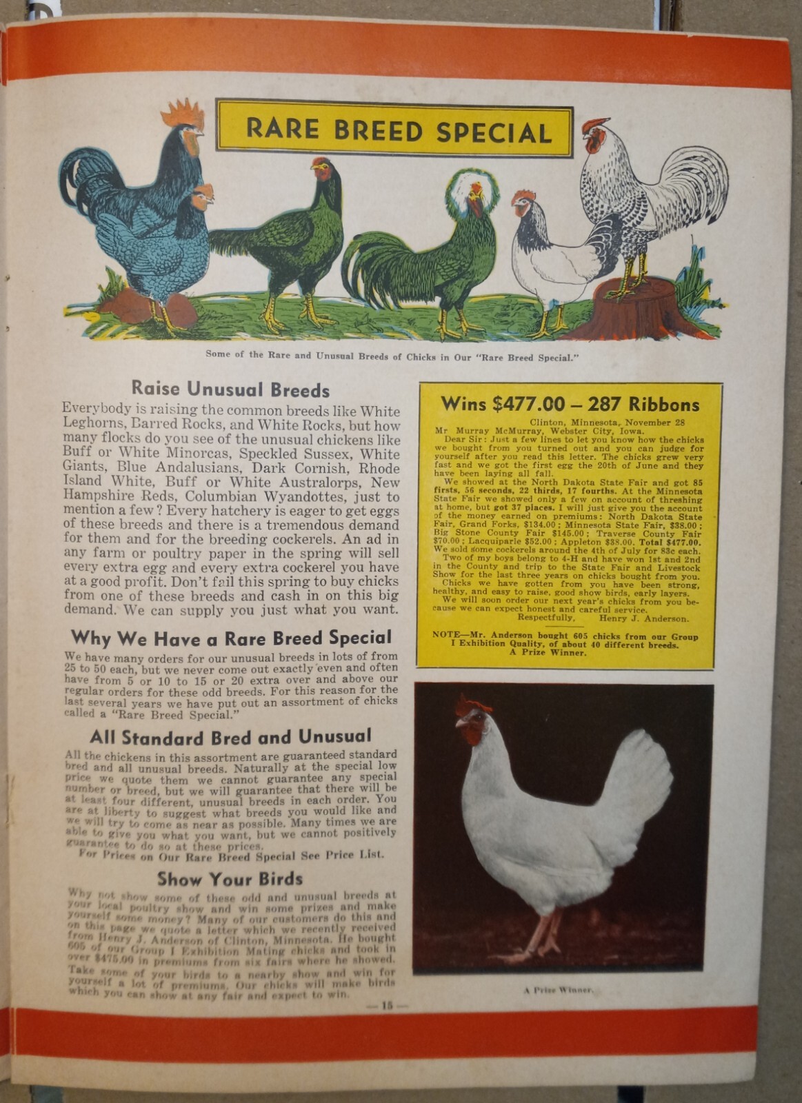 Vtg 1944 Murray McMurray Hatchery Webster City Ia Catalog Order Form Price List