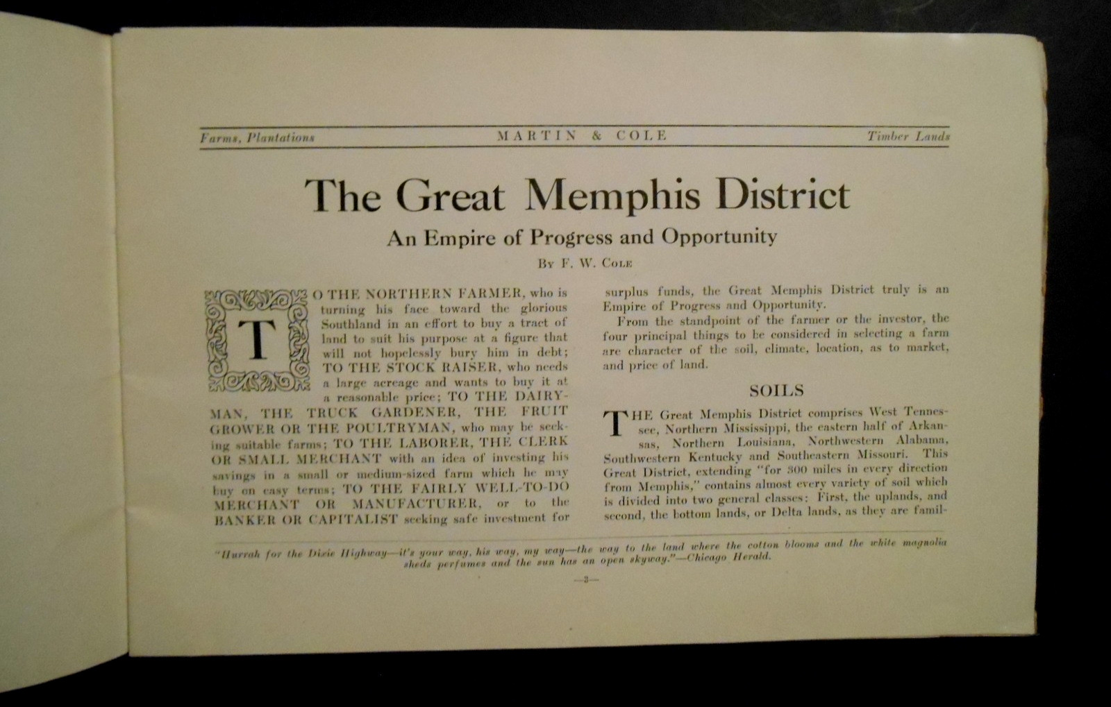 Erly 1900s Farming In The Great Memphis District Tennessee Booklet Martin & Cole
