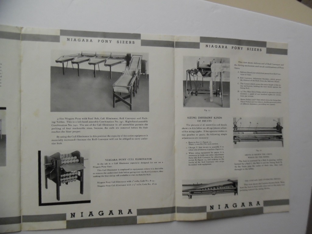 c.1930s Niagara Pony Apple Sizer Orchard Packing Machine Brochure Vintage ORIG.