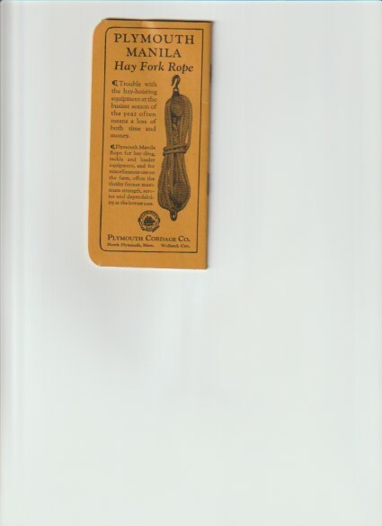 PLYMOUTH TWINE 1927 Rope Cordage Pocket Book North Plymouth Massachusetts TZ