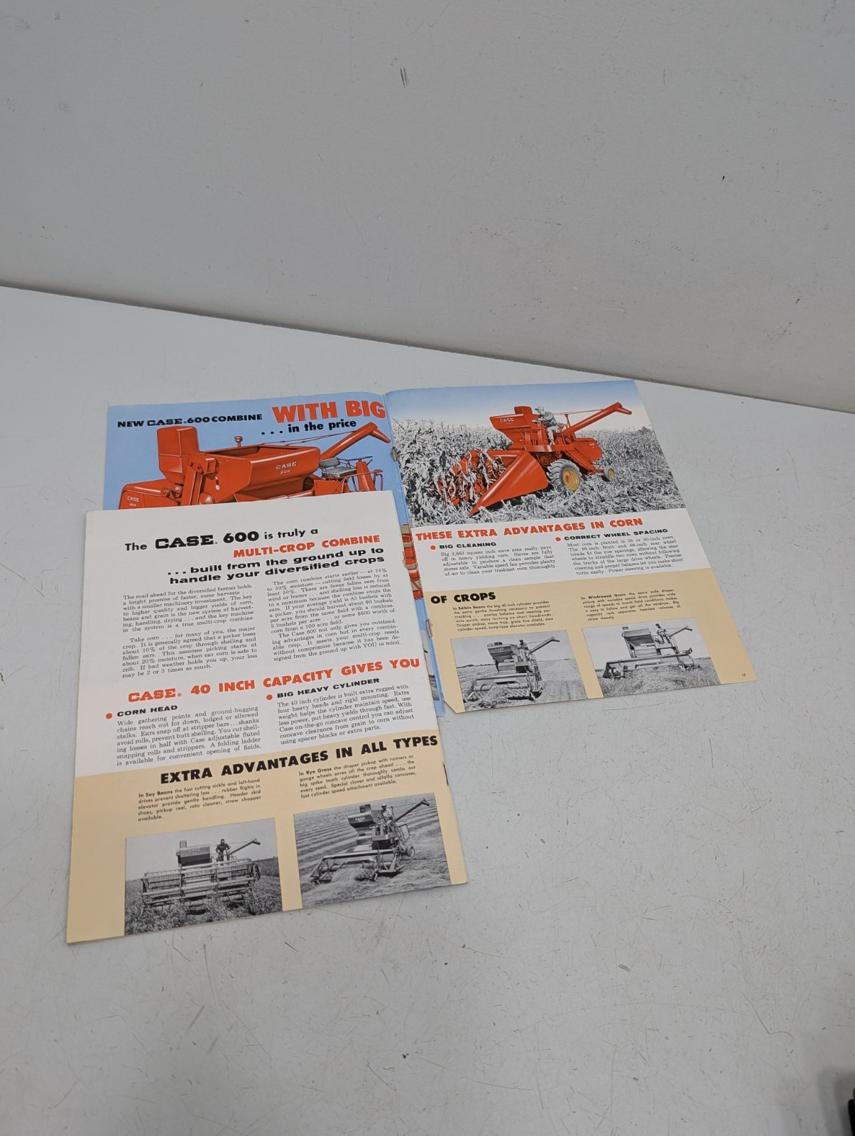 Vintage Case Tractor 600 Combine Dealer Brochure Advertising Book Manual