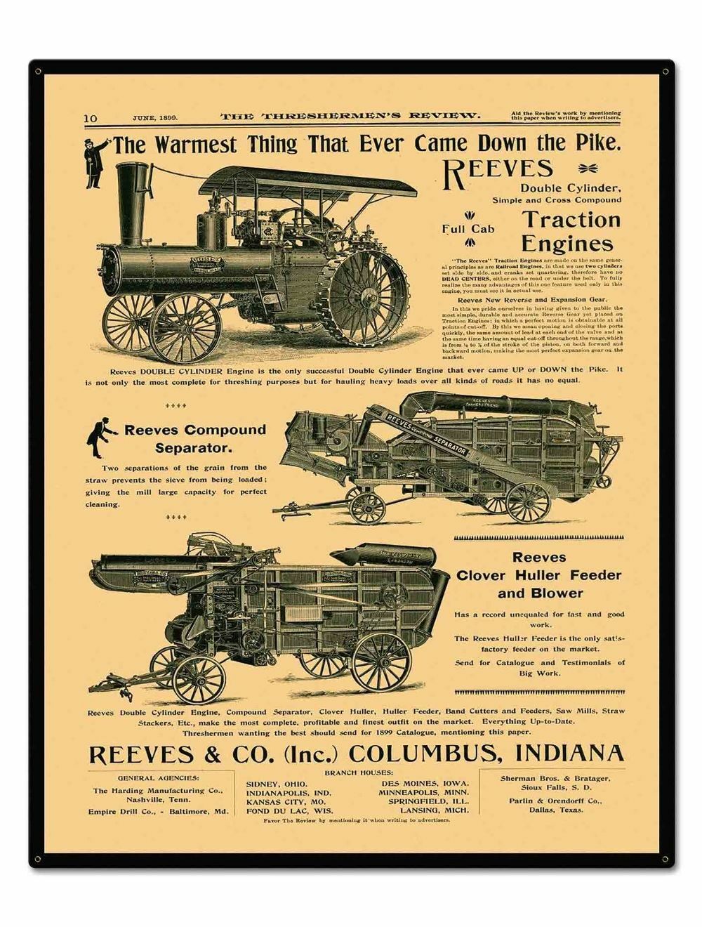 1900 REEVES Traction Engine/Thresher 24&Prime; x 30&Prime; USA STEEL Extra Large – 7 Pounds!