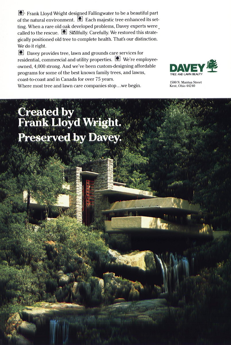1988 Davey Tree: Frank Lloyd Wright Vintage Print Ad