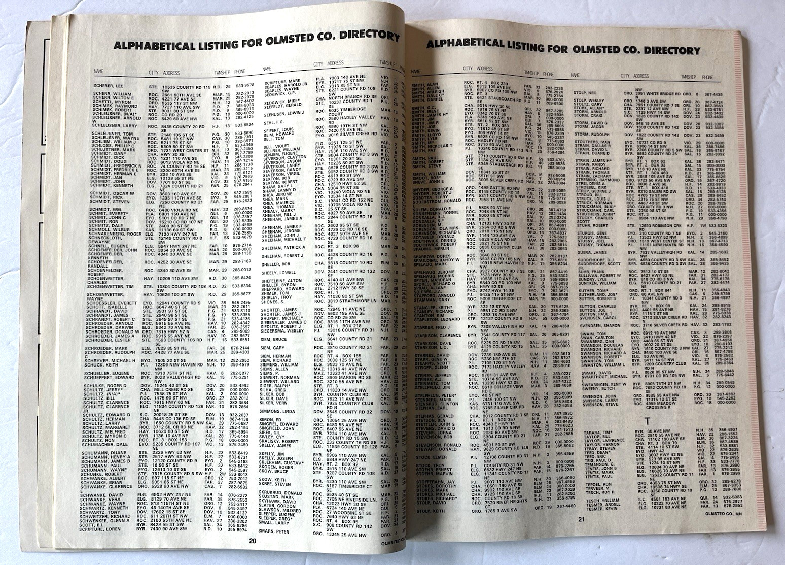 Vintage Olmsted County MN Farm & Home Plat Directory 1995 Rochester Marion Dover
