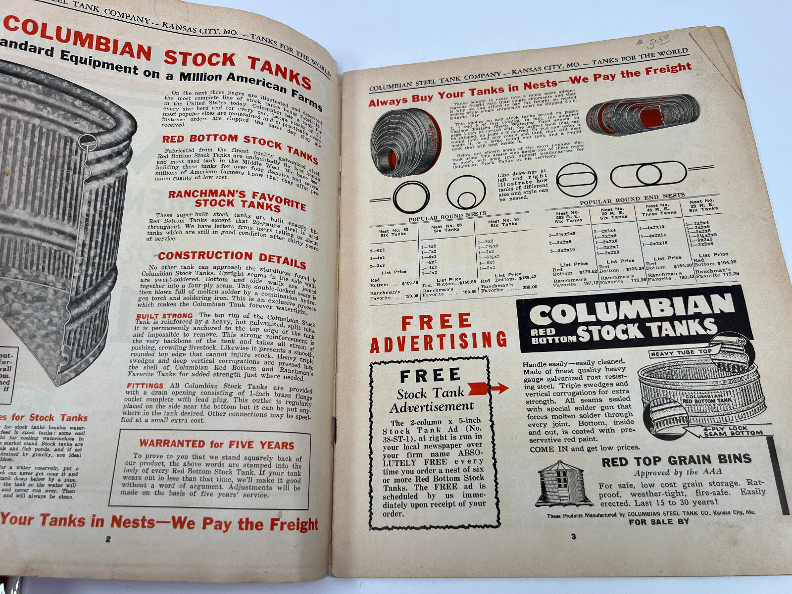 1941 Columbian Farm Equipment Tractor Steel Tank Catalogue Catalog