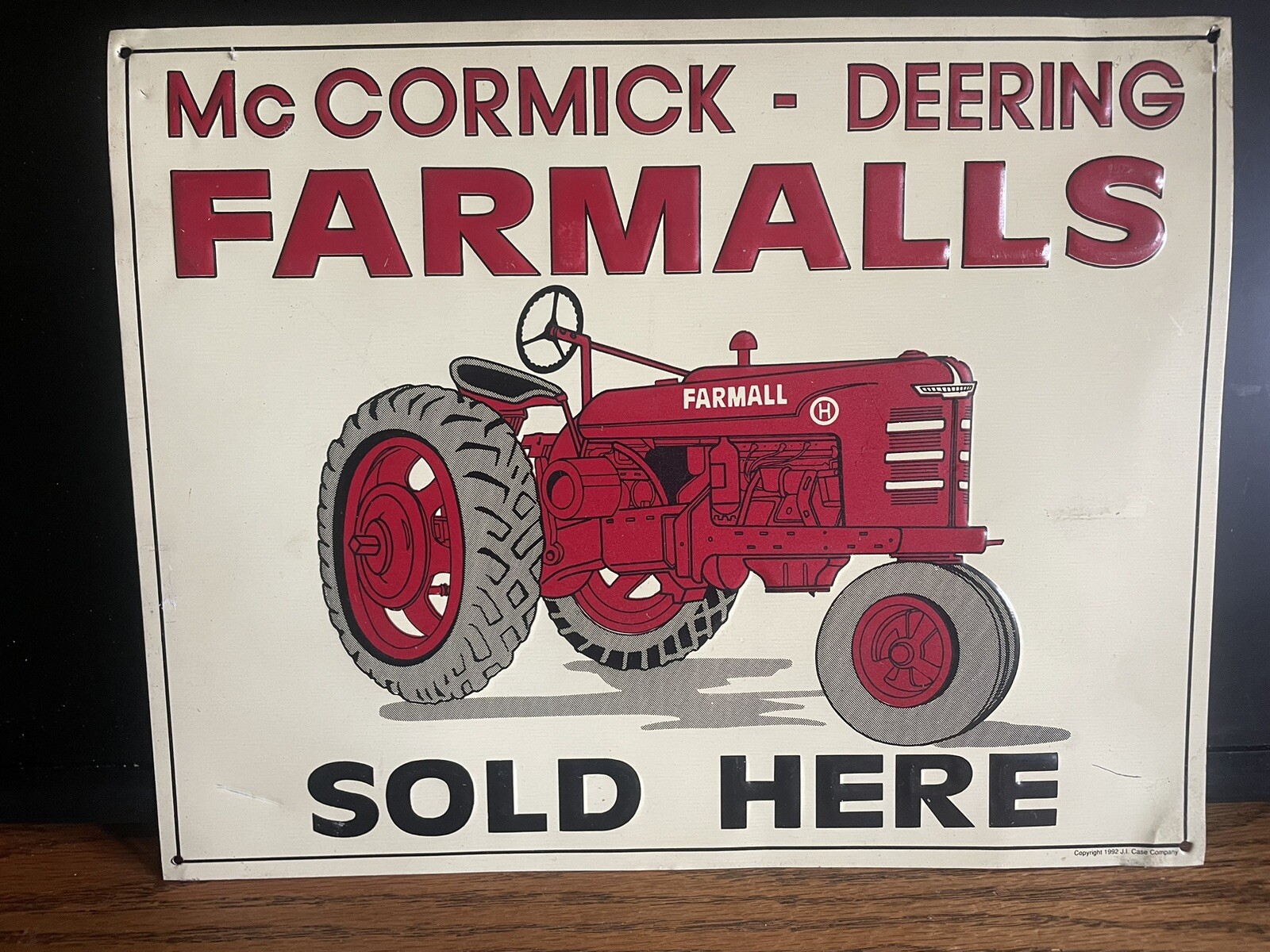 McCORMICK-DEERING FARMALLS TRACTORS SOLD HERE 10.5×13” EMBOSSED METAL SIGN USED