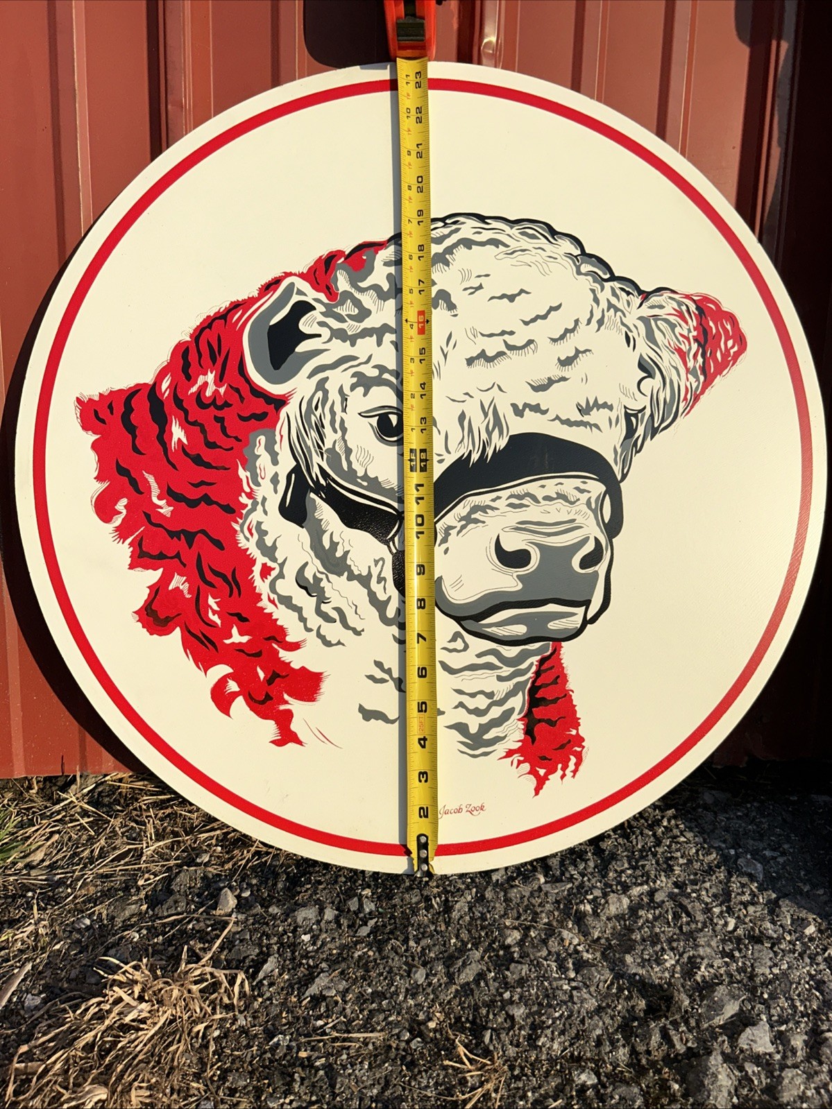 24” Hereford Cattle Hex Sign Jacob Zook Lancaster County PA Masonite Barn Sign