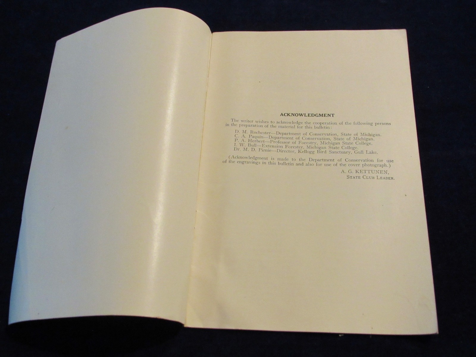 Vintage 1937 MSU Michigan State College Conservation Program for 4H Clubs C183