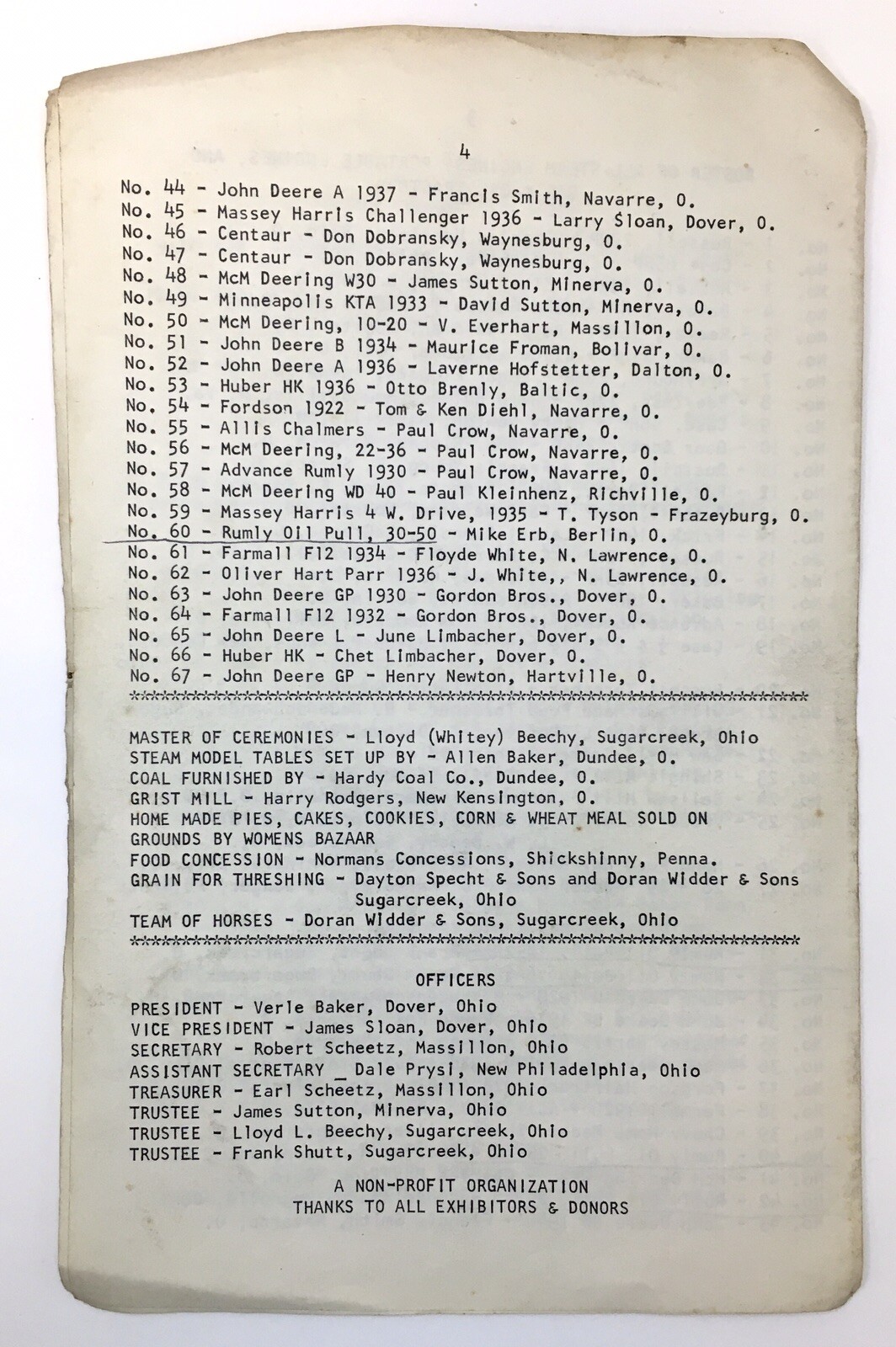 Tuscarawas Valley Pioneer Power 1975 Field Day & Exhibition Program Dover Ohio