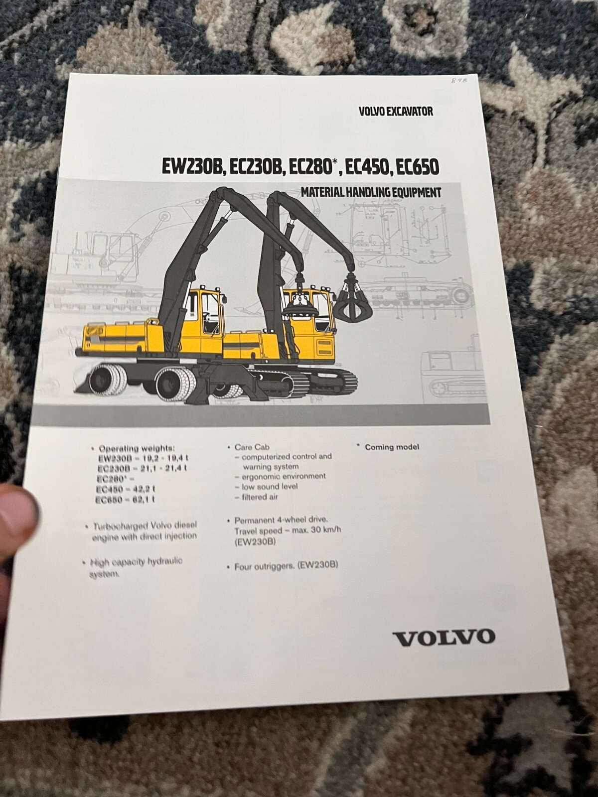 Volvo EW230B EC230B EC280 EC450 EC650 Material Handling Excavator Brochure FCCA