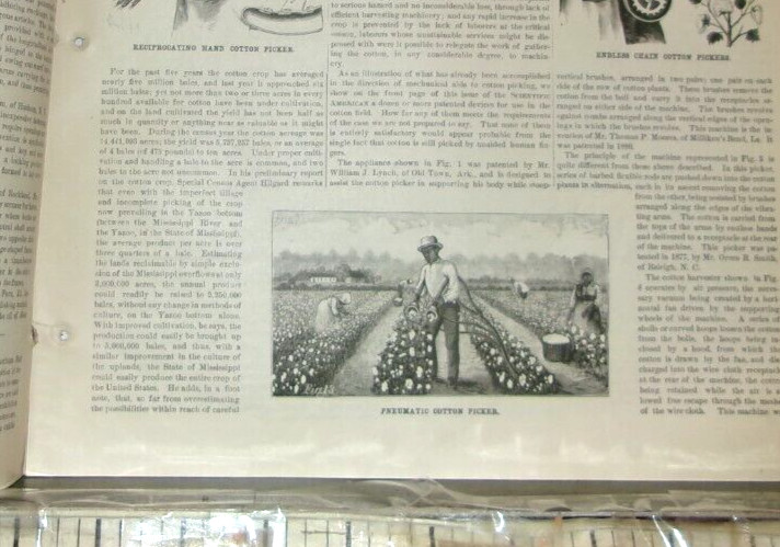 1881 AFRICAN AMERICAN WORKERS COTTON AGRICULTURE INVENTIONS ETC