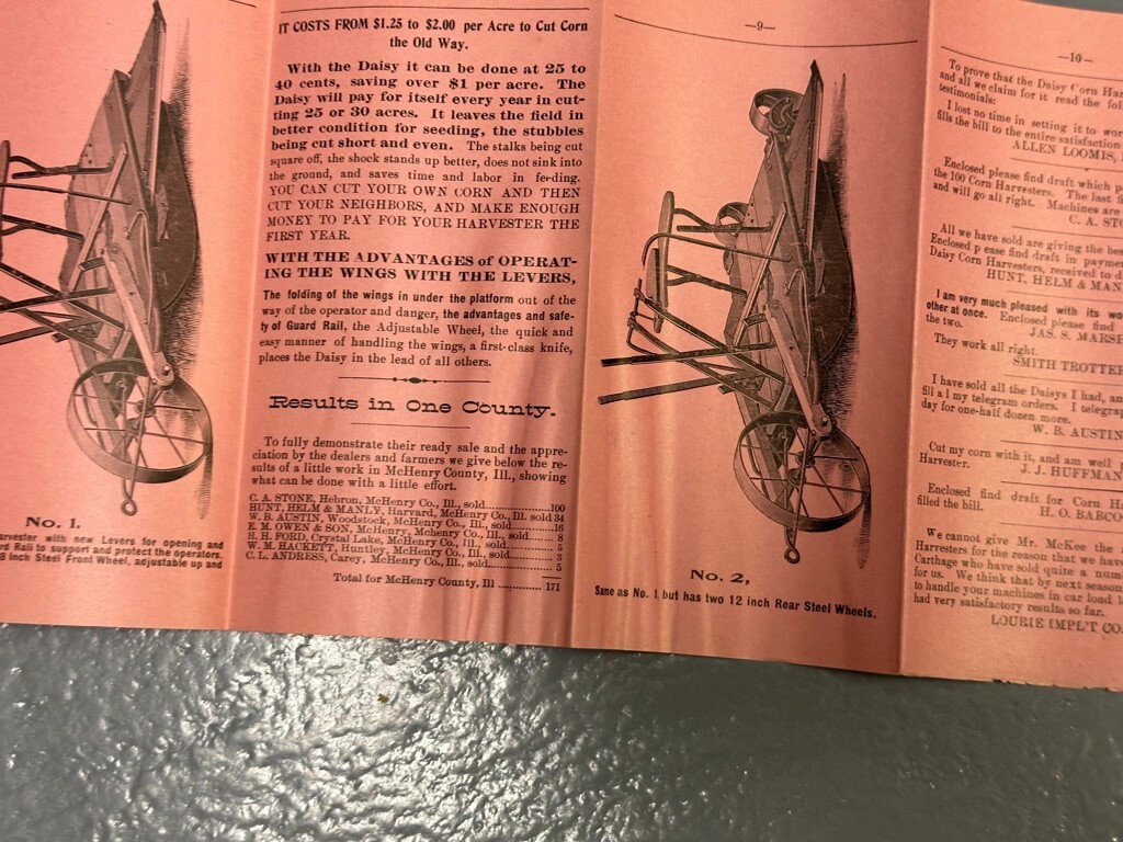 1890s DAISY CORN HARVESTER Farm Machinery Advertising BUTT IMPLEMENT 10-Panel