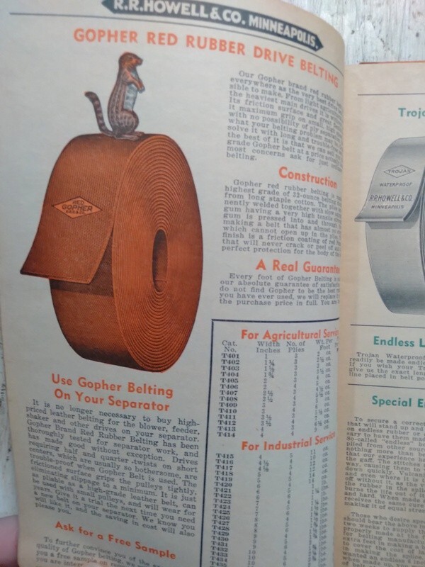 1938 R.R. Howell & Co. Thresher & Power Farming Supplies Saw Mill Accessories