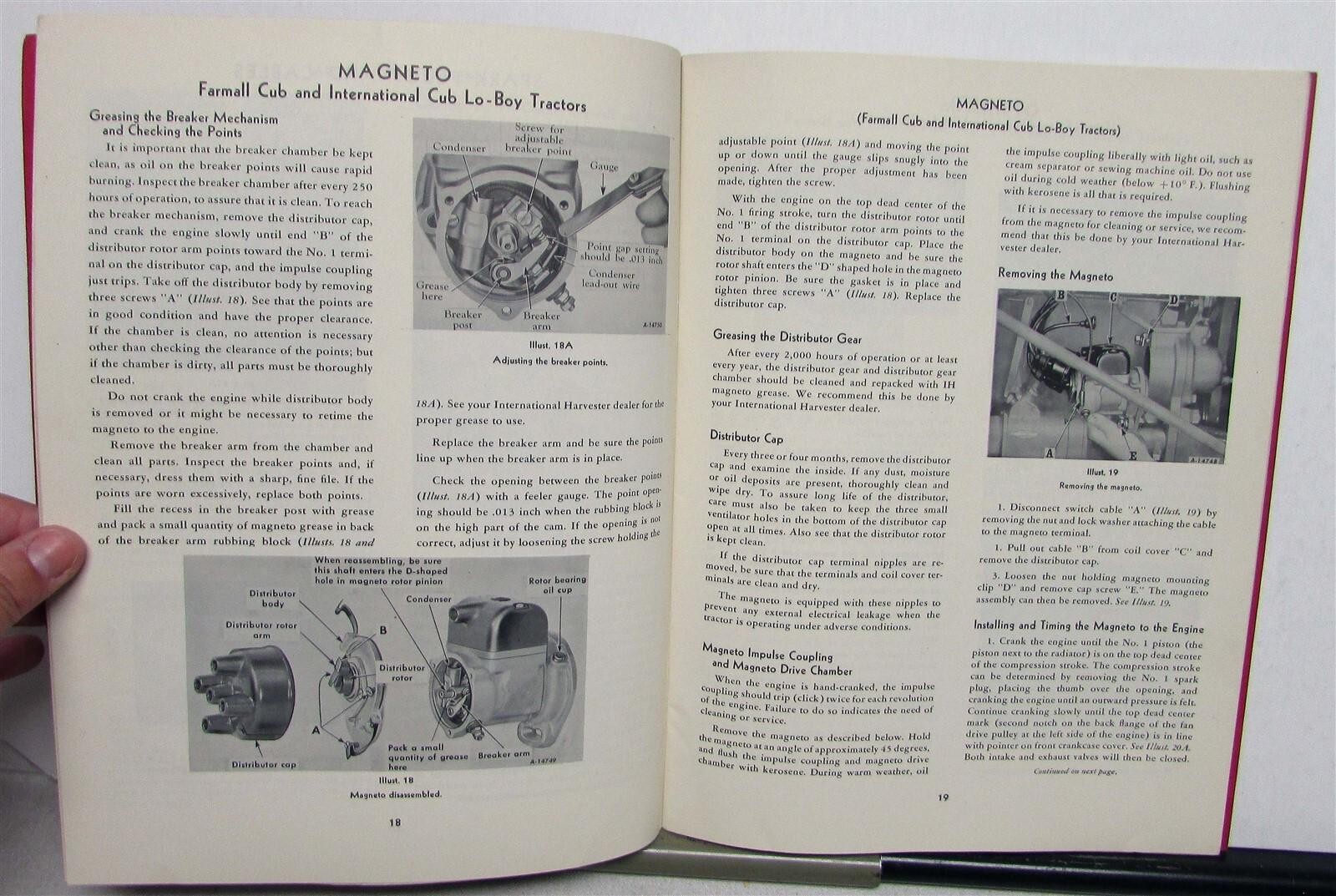 1959 International Harvester Farmall Cub LOBoy Tractor Series Maintenance Manual