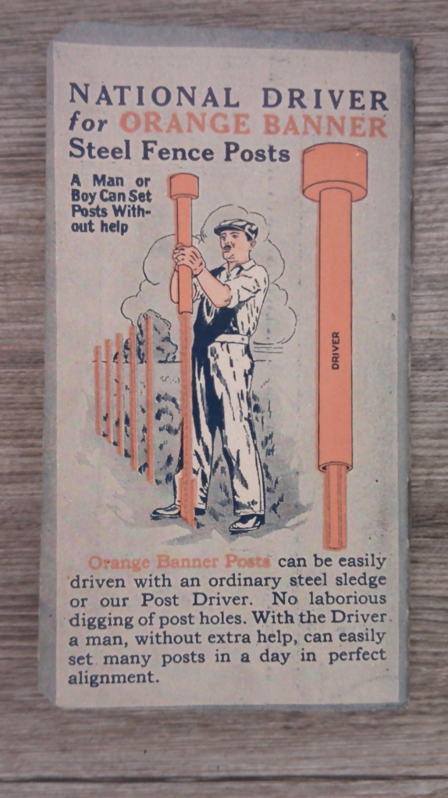 VTG 1932 Orange Banner Fence Post advertising note pad Weldon LBR. Co Weldon, IL