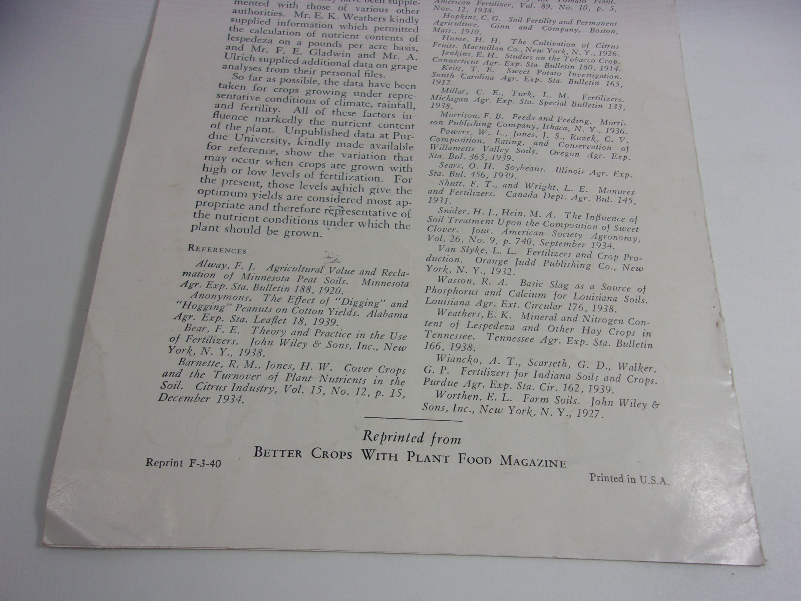 1930&rsquo;s Vintage Farming Crops Booklet Fertilizing Agriculture Farm