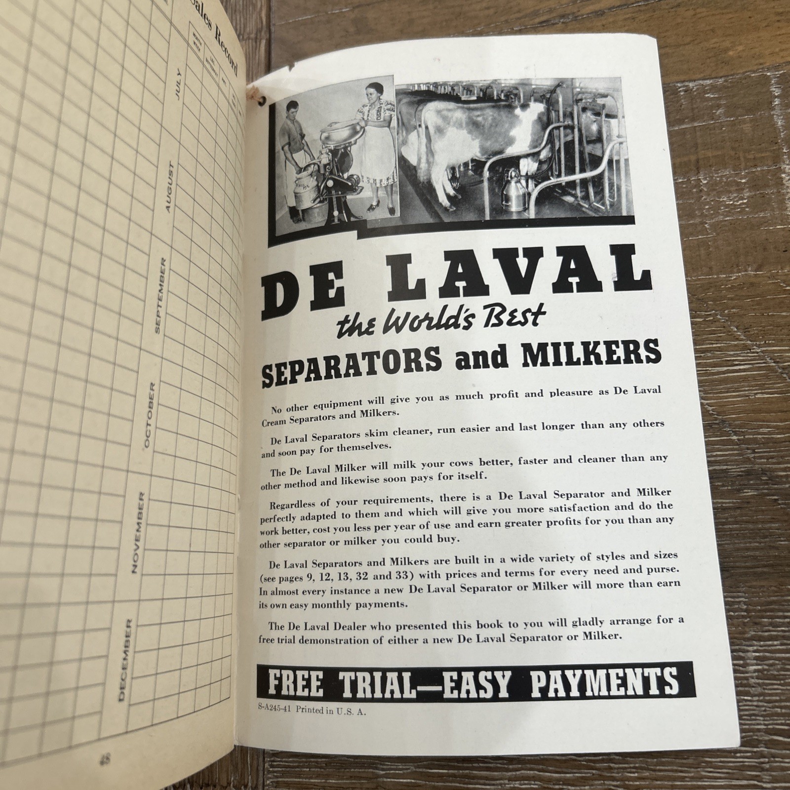 De Laval Handy Reference Yearbook 1941 George G Mill Implement Co. Montana.