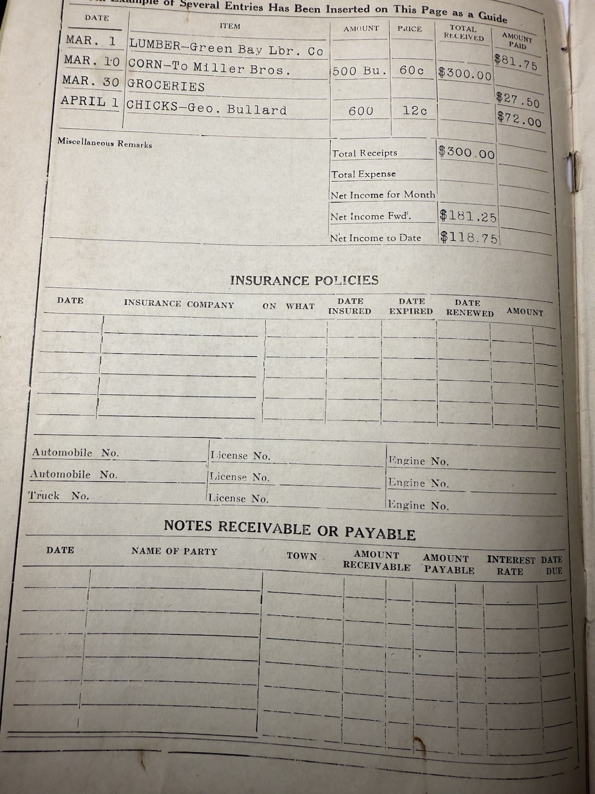 1937 Simplicity Farm Account Book Tripoli Iowa Advertisements Implement Co