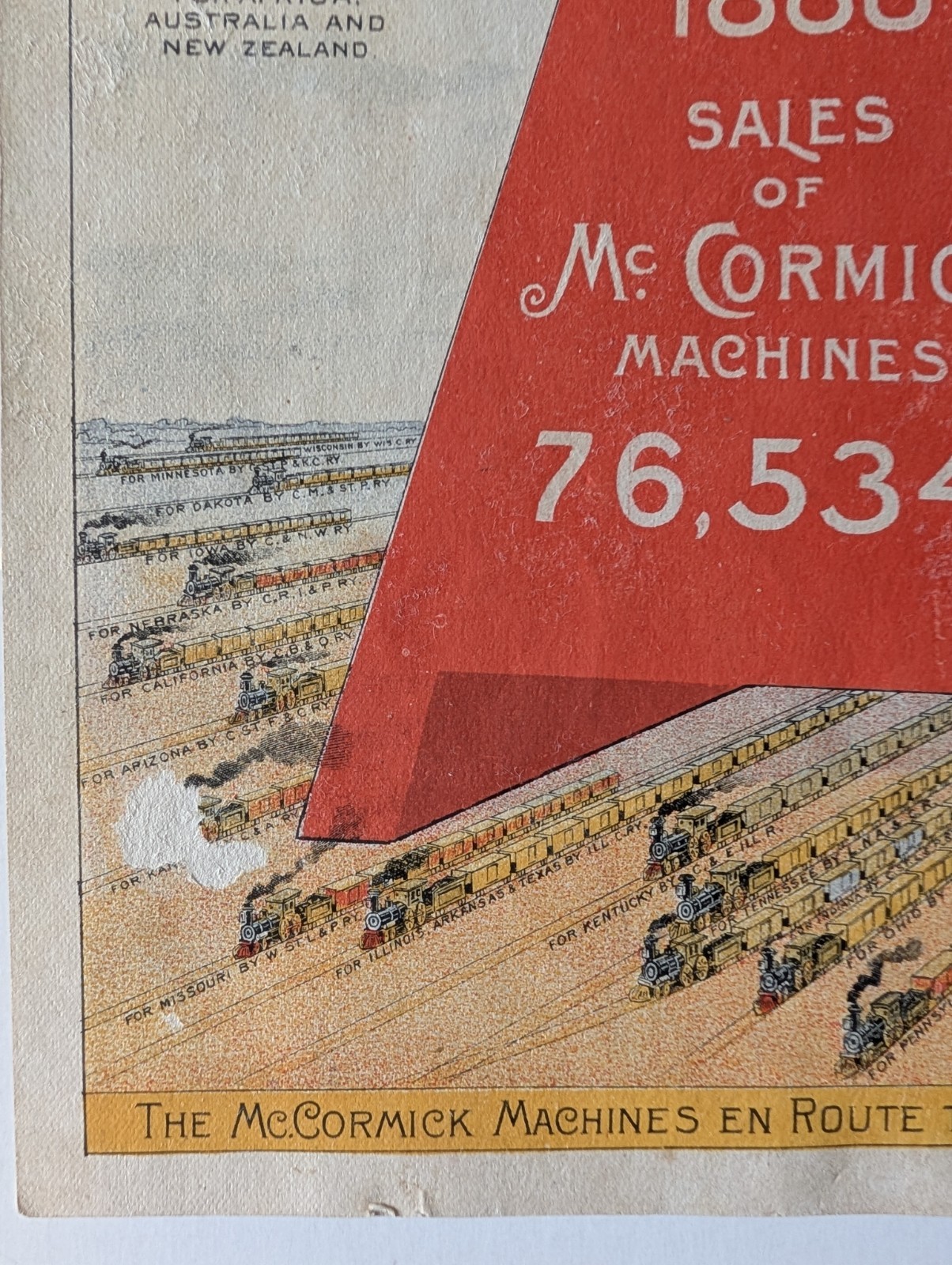 McCormick Machines 1888 Sales Poster Trade Card Farm Equipment Advertising