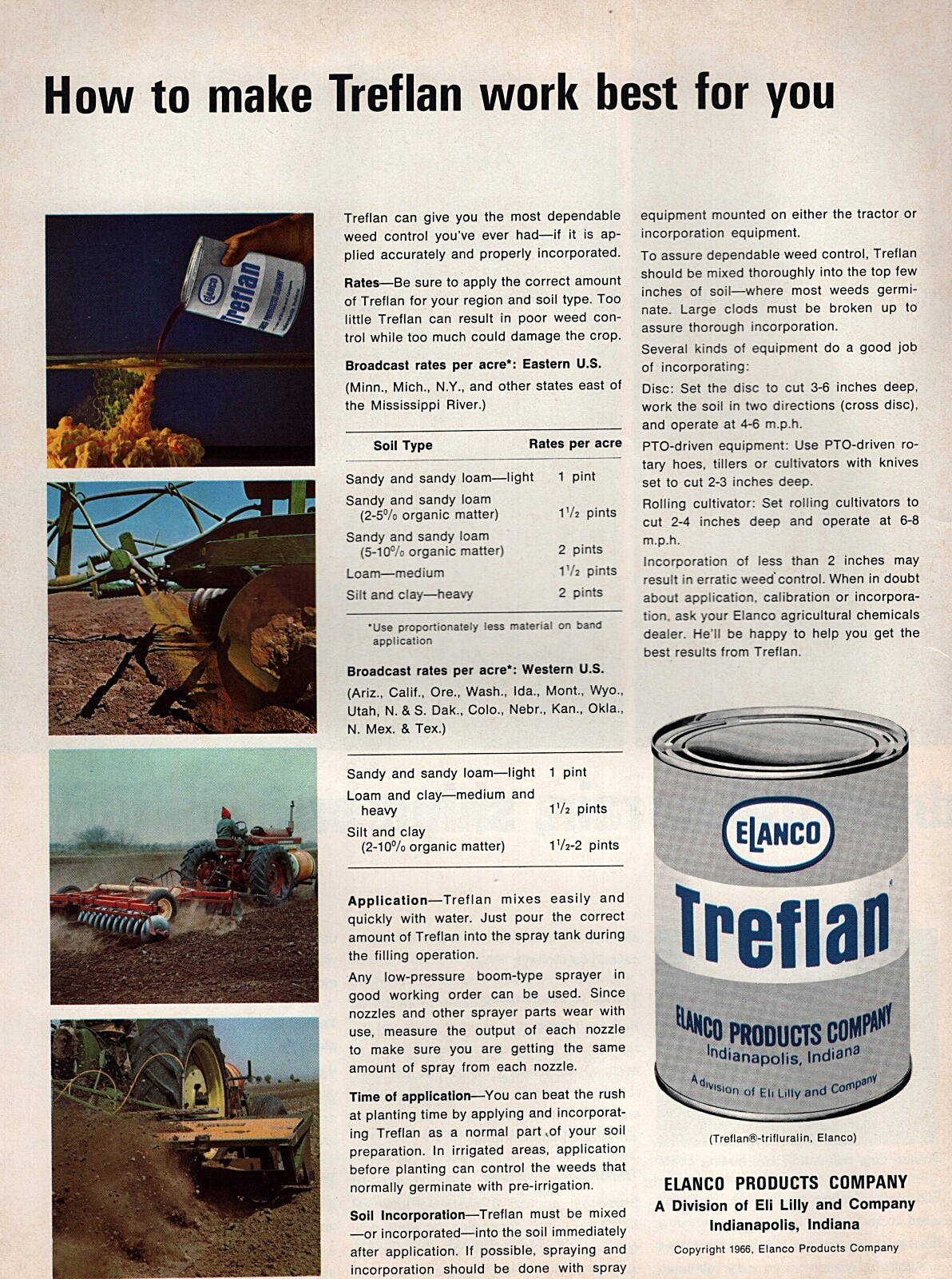 Lot of (2) 1960&rsquo;s Elanco Treflan Weed Killer Bean Fields Original Color Brochure