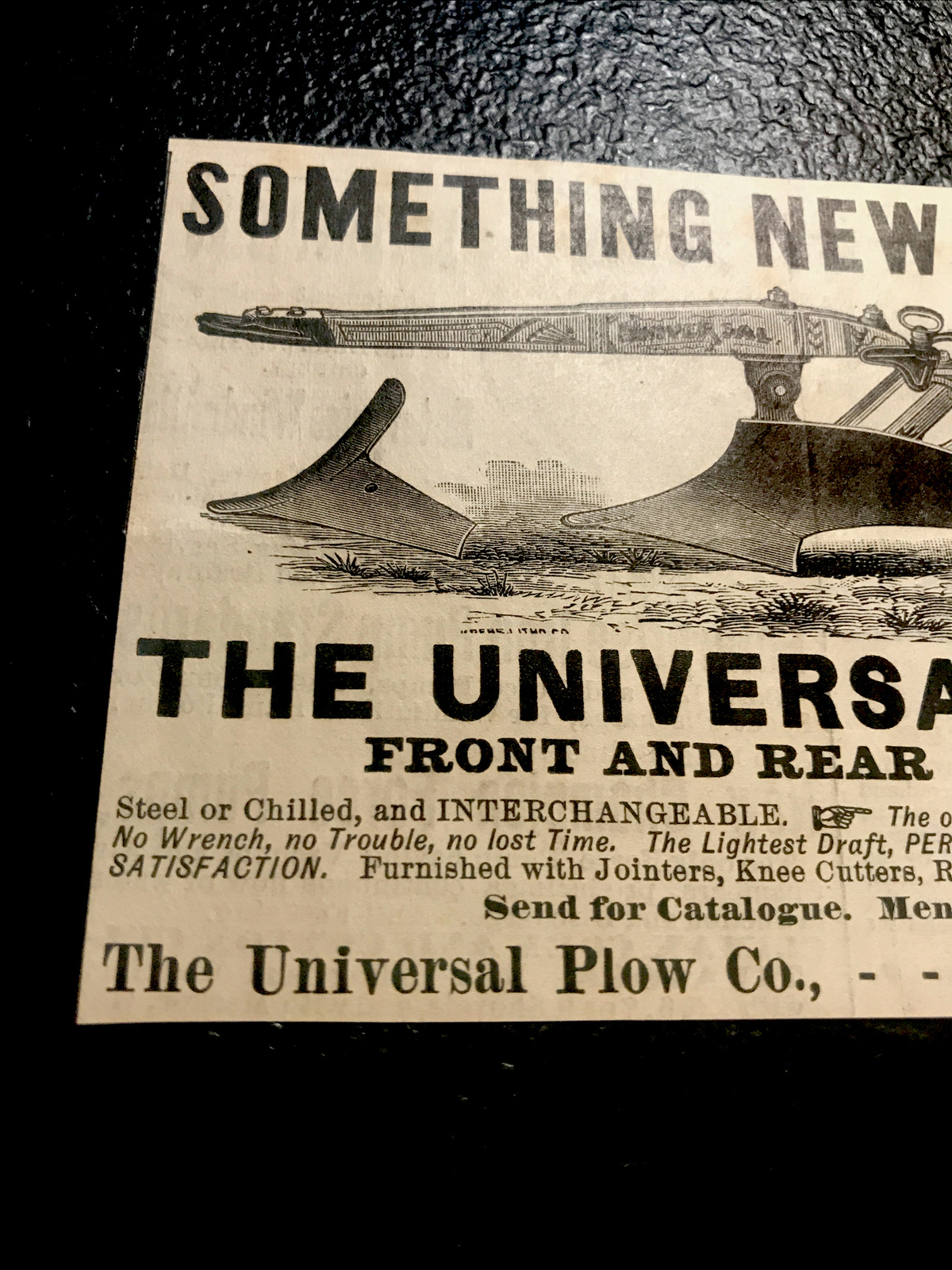 1886 The Universal Plow Co Farm Engraving Advertising – Canton – Ohio