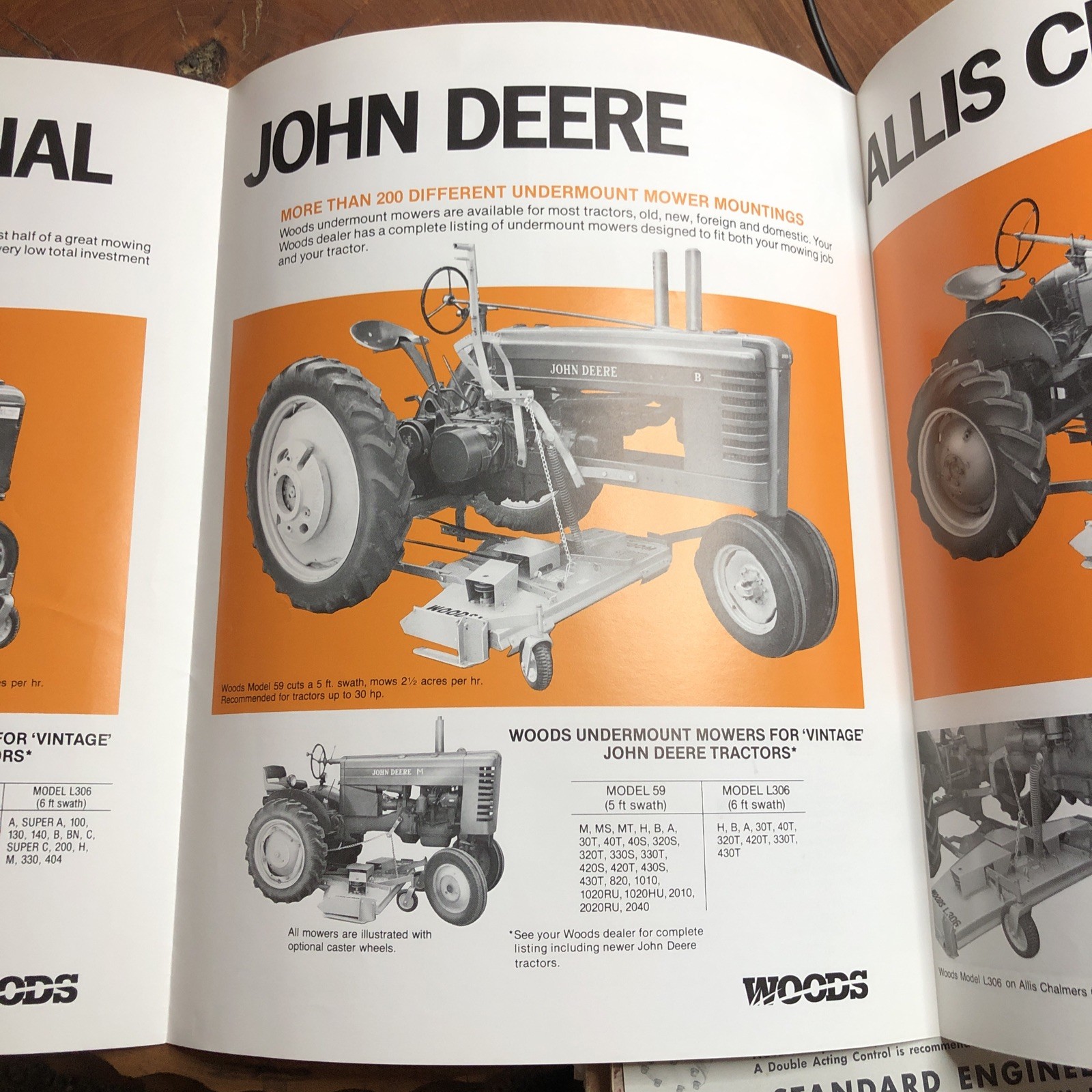 1969 Woods Undermount Mowers for Tractors Sales Brochure Model John Deere ￼Ford