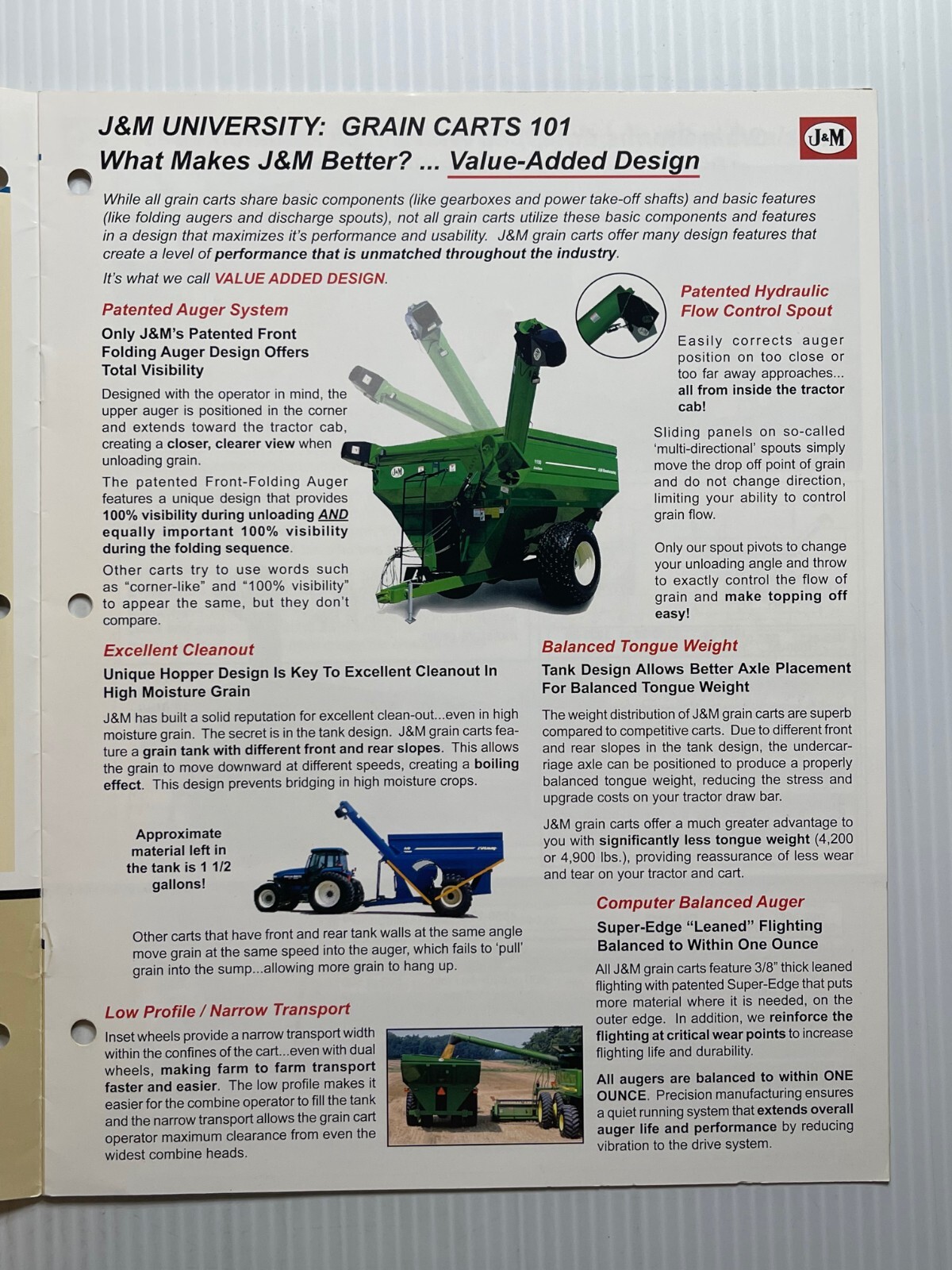 J & M Grain Storm Series Grain Carts – Sales Brochure *Original Dated 2010s*