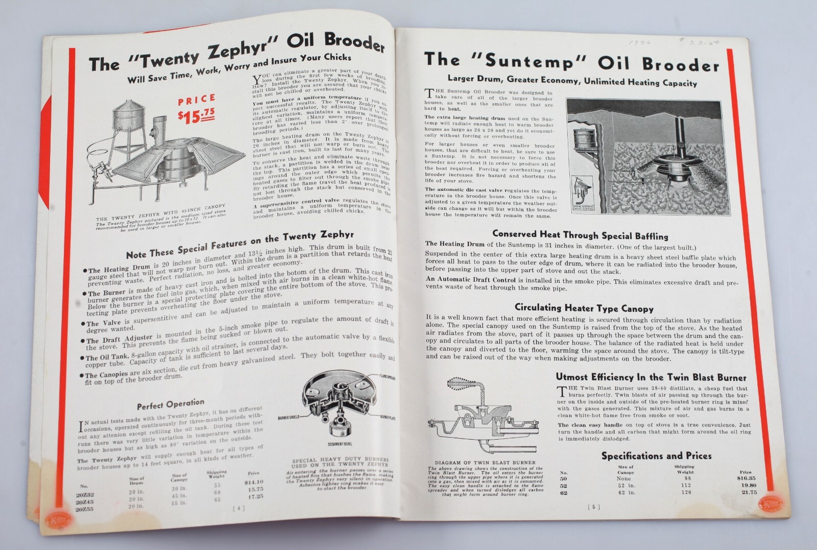1936 Klein Mfg. Co. Poultry Supplies Farm Tanks Troughs Catalog Burlington Iowa