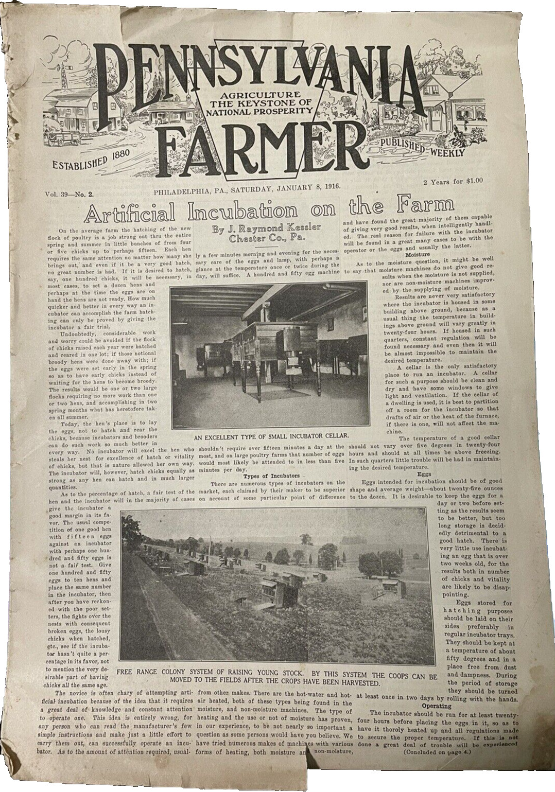 1916 Pennsylvania Farmer Newspaper Vol 39 No 2 Antique advertising Mogul Tractor