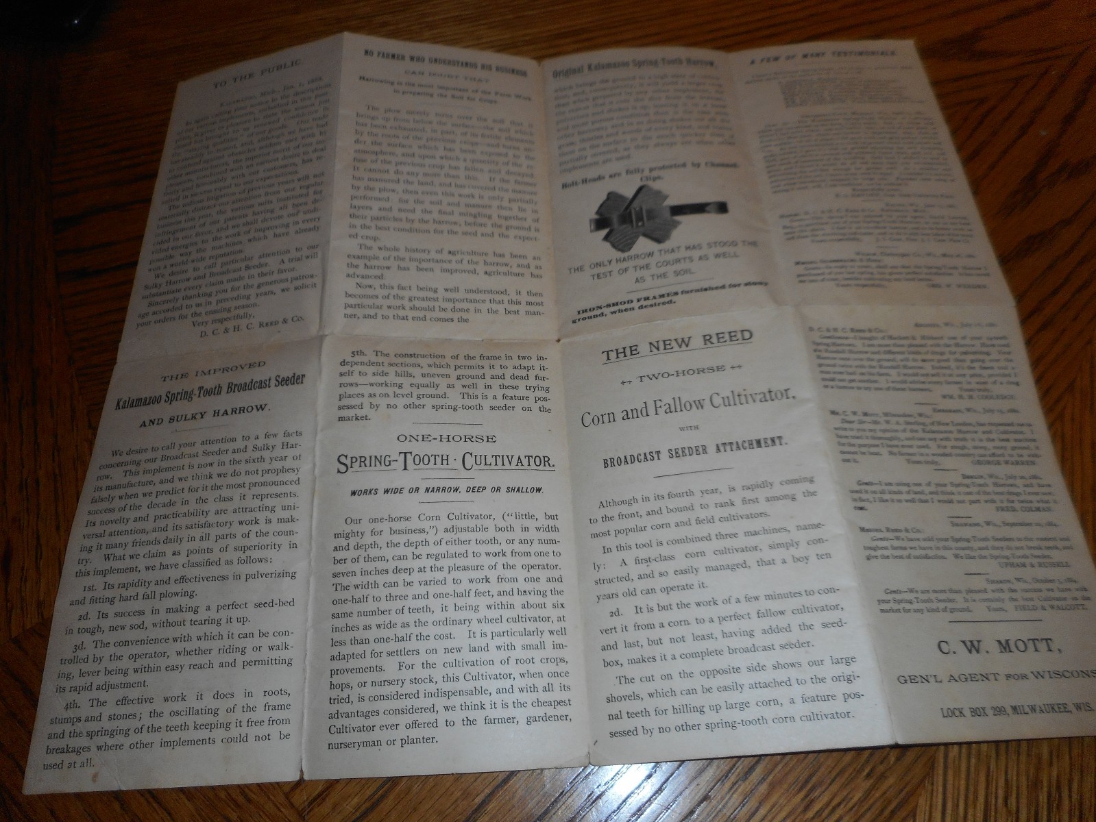 OLD KALAMAZOO SPRING TOOTH CULTIVATORS & SEEDERS FARM BROCHURE TRADE CARD FOLDER