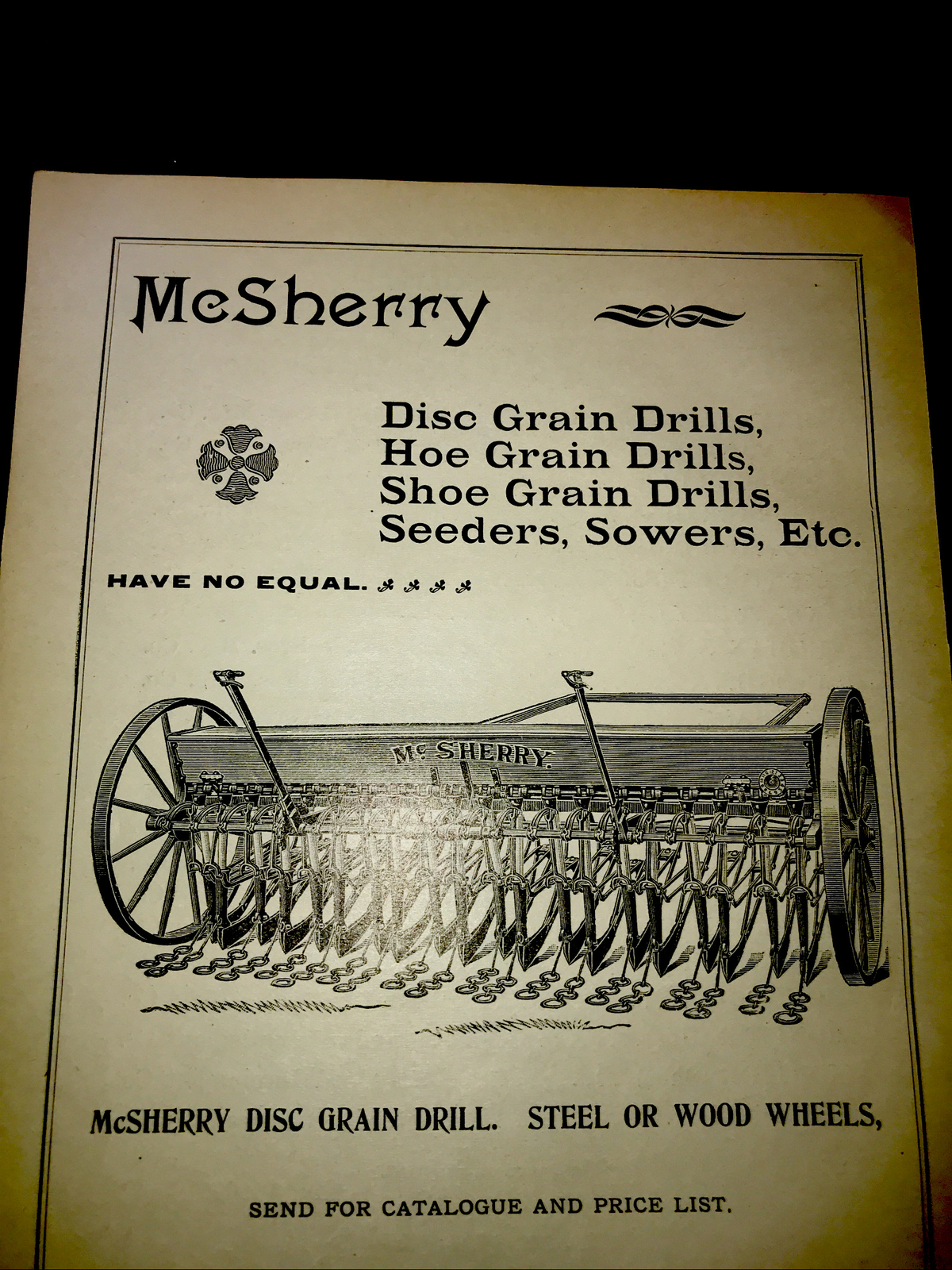 1898 McSherry Kansas Moline Plow Co. Farm Advertising – Kansas City – Missouri