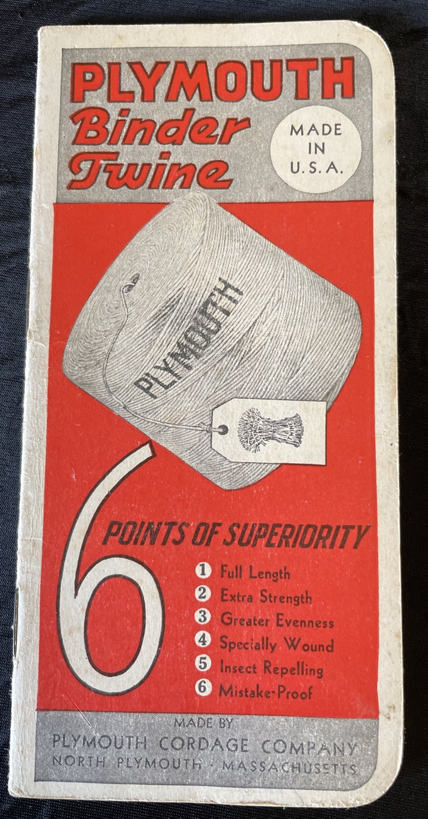 Set Of 2: 1938/39 & 1940/41 Plymouth Binder Twine Cordage Co. Pocket Note Books