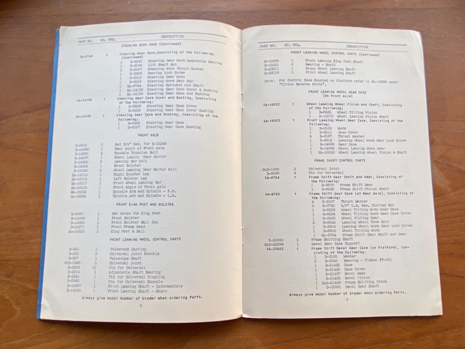 VTG Galion Iron Works Leaning Wheel Grader Repair Parts List Catalog Road Equip