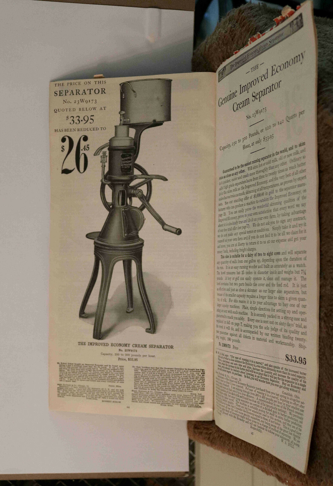 Antique 1907 Sears Roebuck Economy Cream Separator Catalog/Advertising Brochure