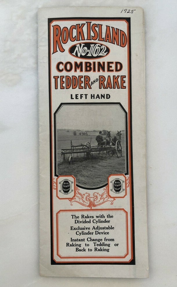 1925 ROCK ISLAND No. 162 TEDDER & RAKE Plow Co FARM Advertising Antique Brochure