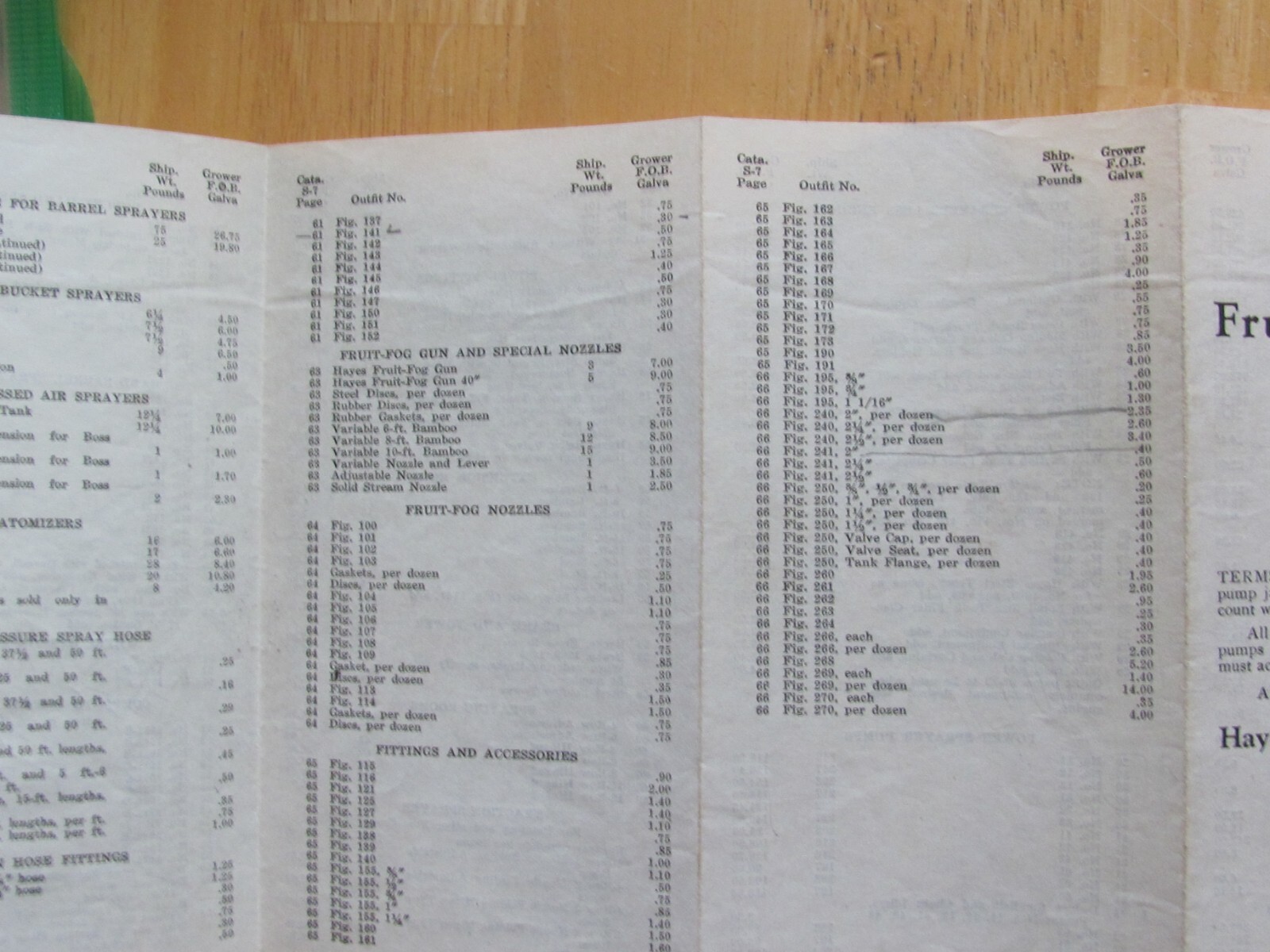 1924 PRICE LIST HAYES FRUIT FOG SPRAYER HAYES PUMP & PLANTER GALVA IL