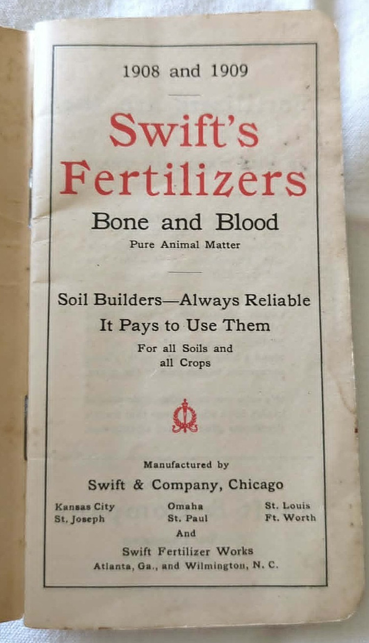 RARE 1908-1909 Swift & Company Fertilizer « Bone And Blood » Farmers Pocket Guide