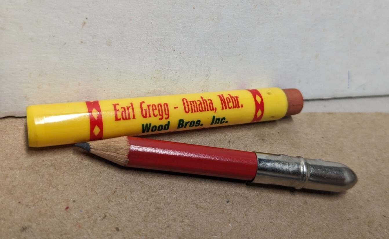 Vintage Wood Bros Inc Livestock Earl Gregg Omaha Nebraska NE Bullet Pencil