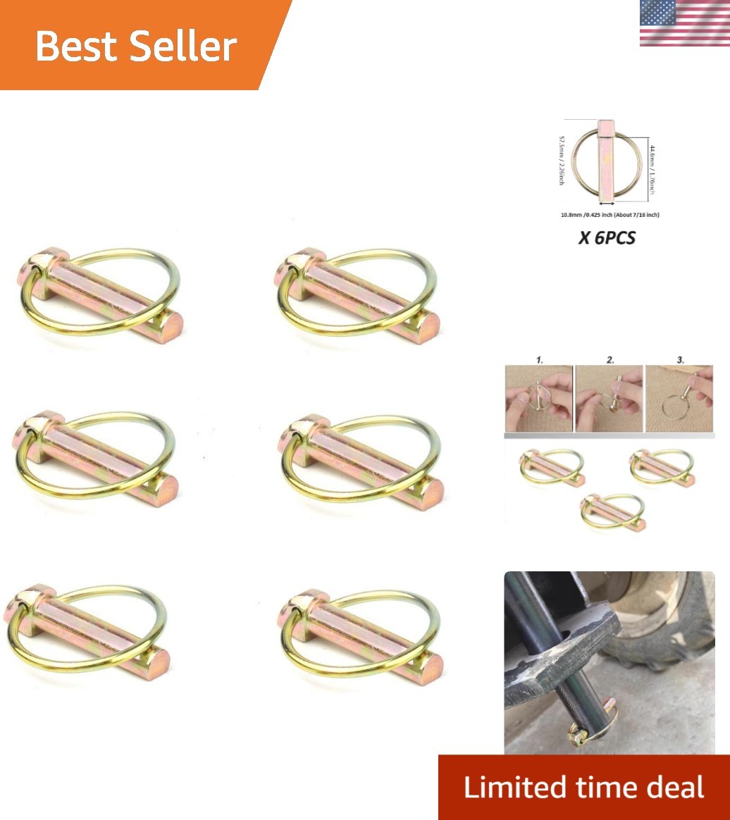 Versatile 6 Piece Linch Pin Kit – High Carbon Steel for Trailers & Tractors